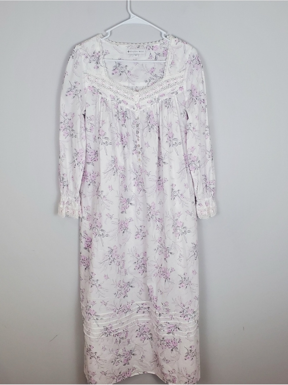 Eileen West 3/4 Sleeve 100% Cotton Floral Ballet Nightgown Pristine Condition XS